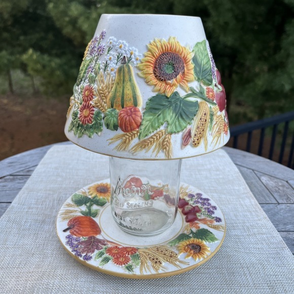 Vintage Yankee Candle Autumn Wreath Fall Harvest Large Plate & Topper Retired